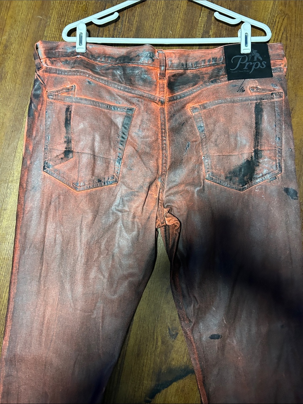 PRPS Men's Distressed Rust Brown Leather Pants - Picture 2 of 6